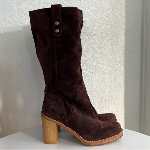 Ugg dark brown suede heeled boots - Picture 4 of 12